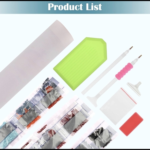 Blue Flowers With Gold Accents 5D Diamond Painting Kit New - Picture 5 of 7